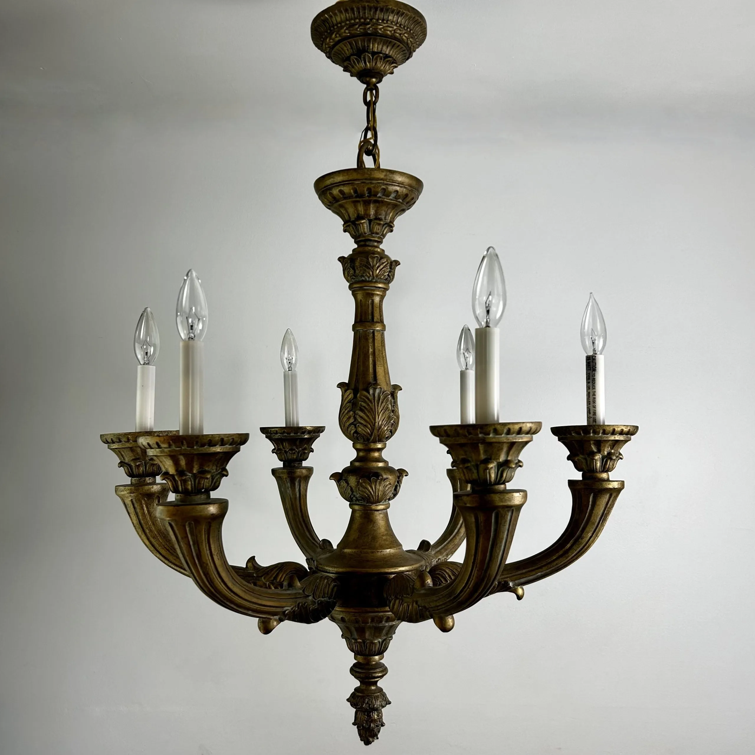 Chandelier, Traditional, Six Light, Golden, Ornate