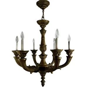 Chandelier, Traditional, Six Light, Golden, Ornate