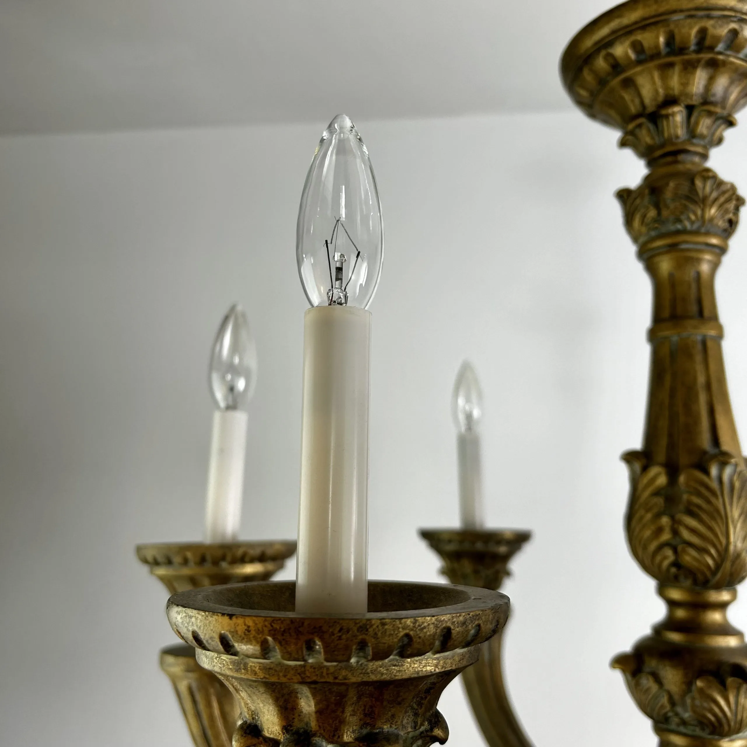 Chandelier, Traditional, Six Light, Golden, Ornate