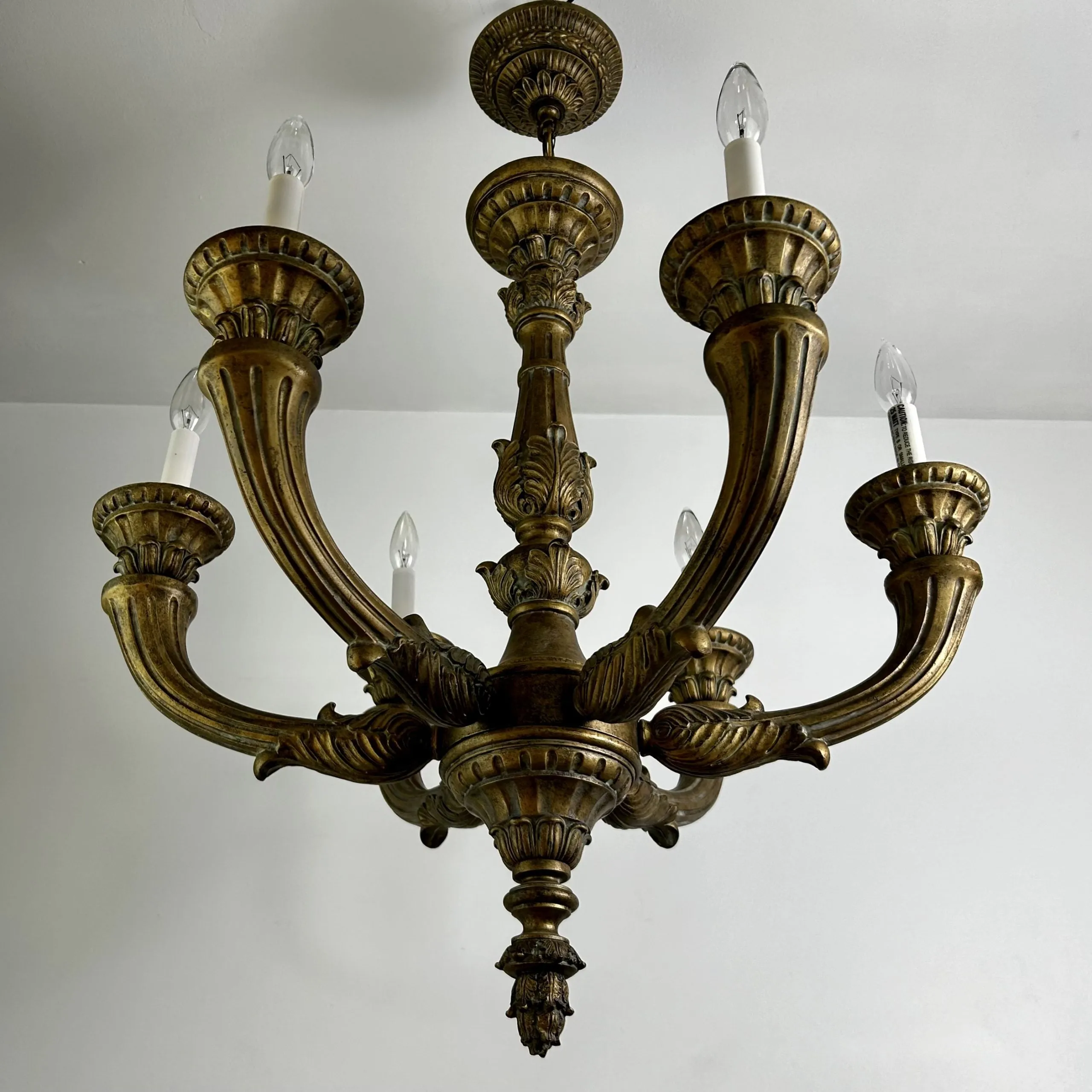 Chandelier, Traditional, Six Light, Golden, Ornate