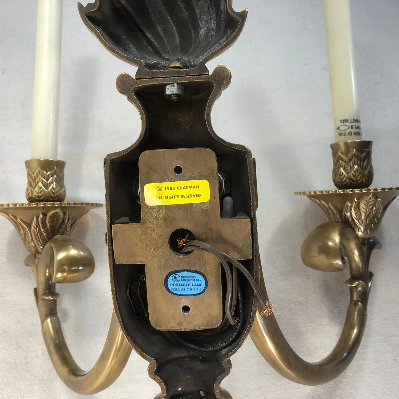 Chapman Manufacturing Co. "The Bouillotte" Solid Brass Wall Sconce, Vintage