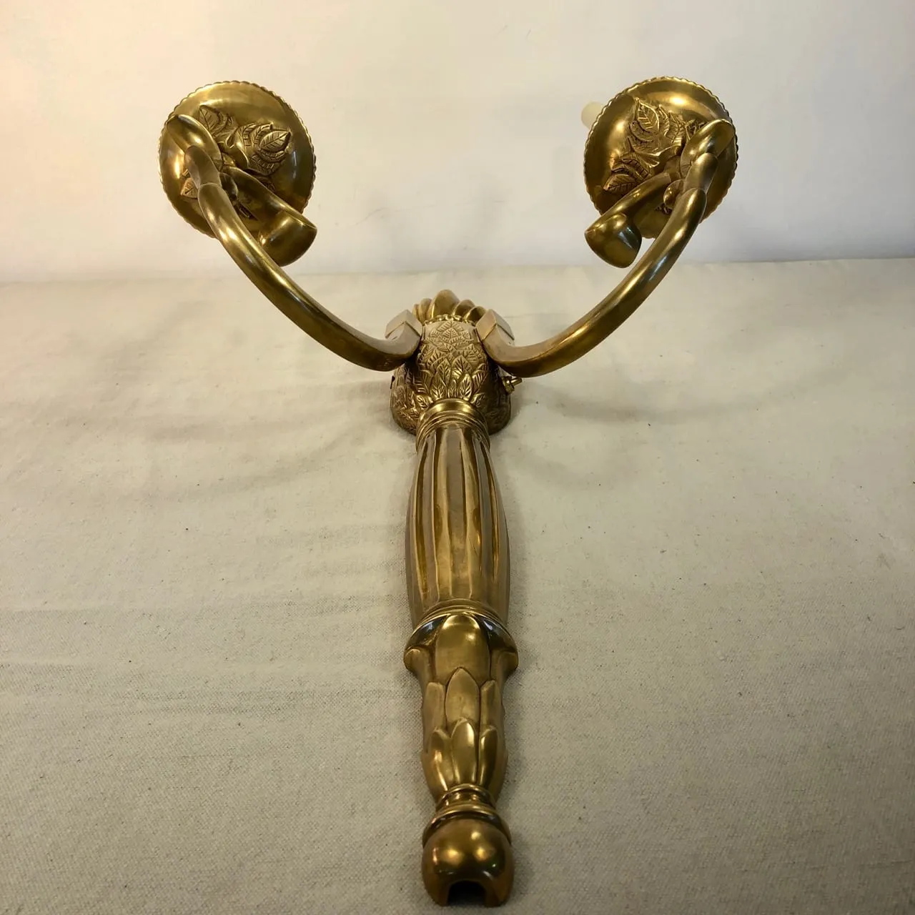 Chapman Manufacturing Co. "The Bouillotte" Solid Brass Wall Sconce, Vintage