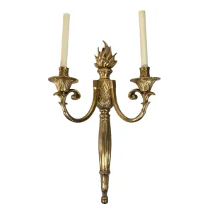 Chapman Manufacturing Co. "The Bouillotte" Solid Brass Wall Sconce, Vintage