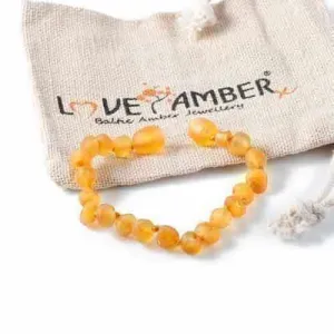 Child Bees Knees Raw Honey Baltic Amber Anklet Bracelet