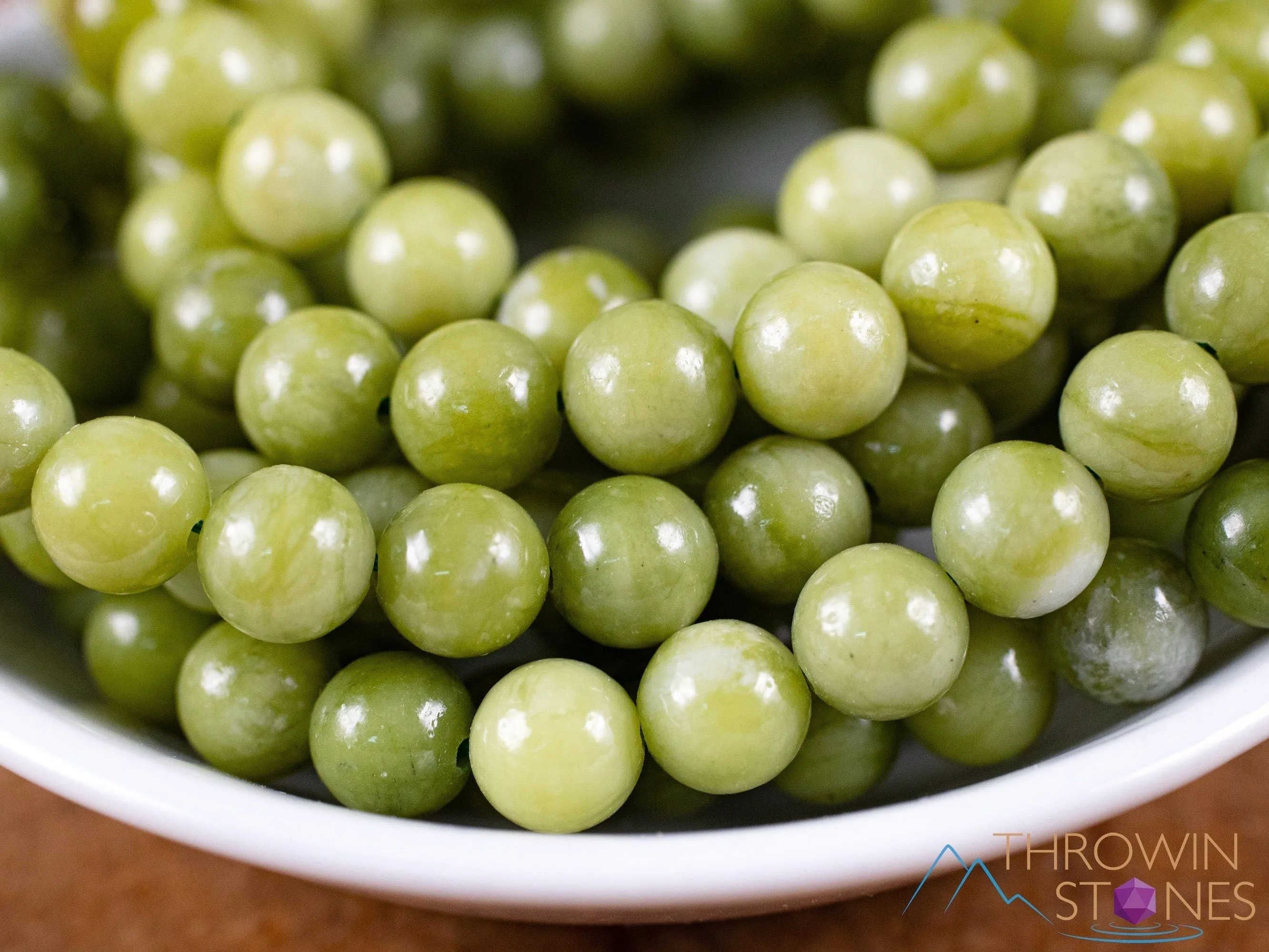 Chinese JADE Crystal Bracelet - Round Beads - Beaded Bracelet, Handmade Jewelry, Healing Crystal Bracelet, E2053