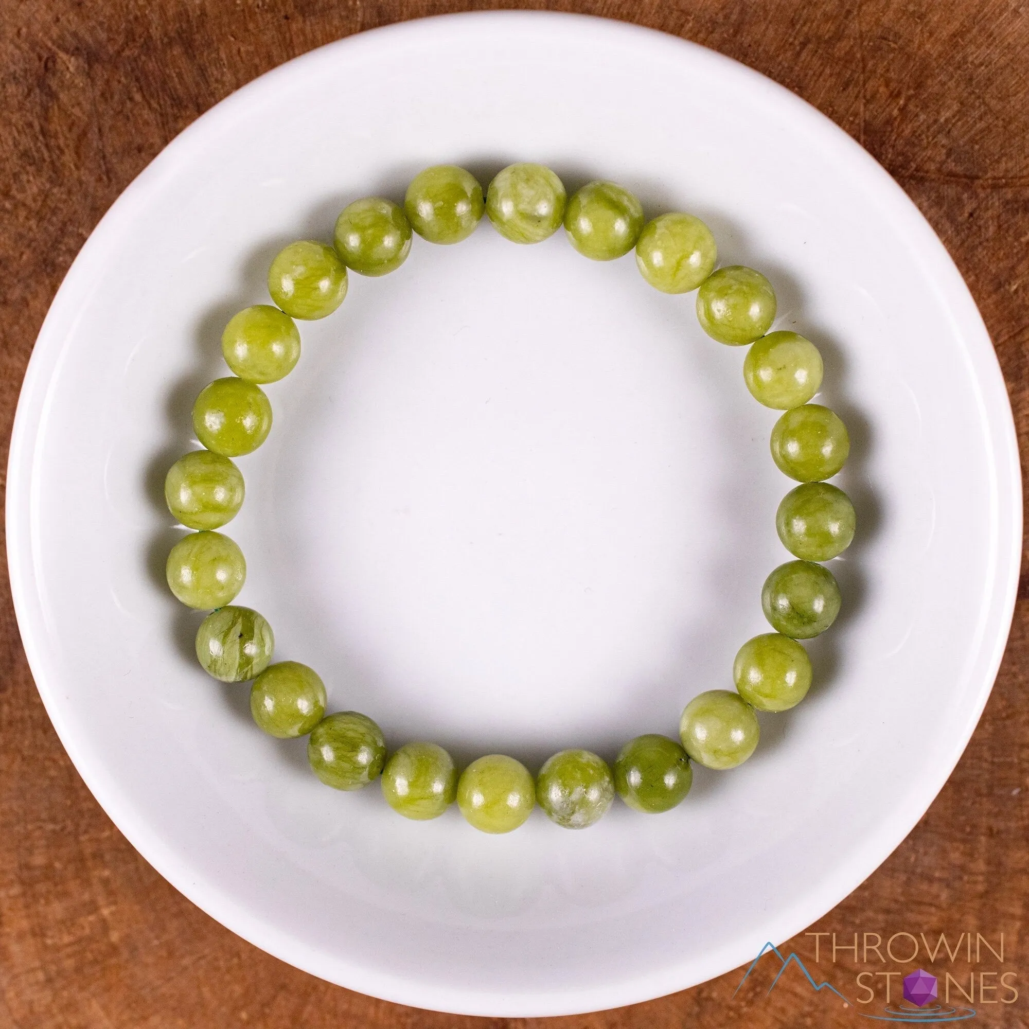 Chinese JADE Crystal Bracelet - Round Beads - Beaded Bracelet, Handmade Jewelry, Healing Crystal Bracelet, E2053