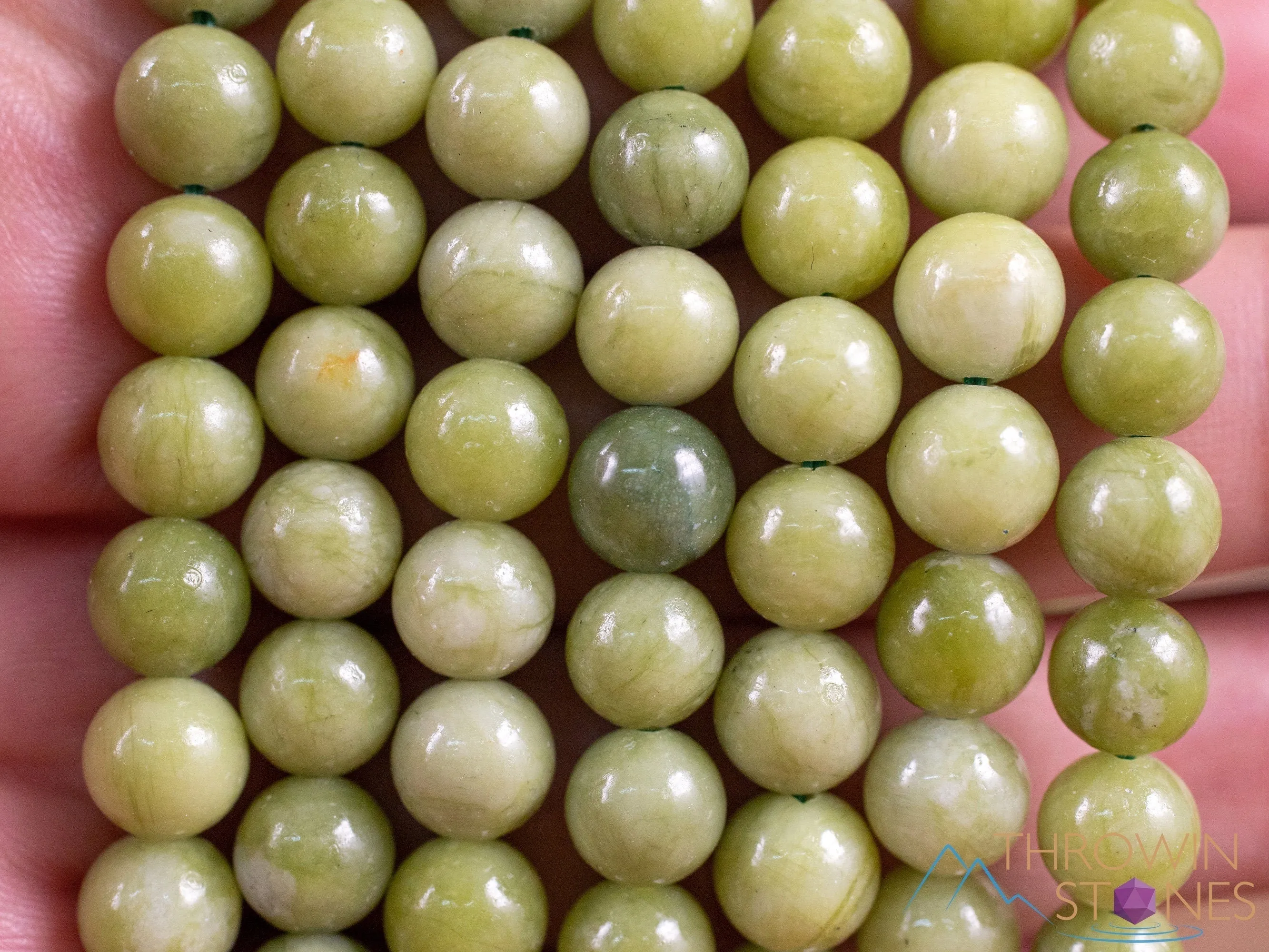 Chinese JADE Crystal Bracelet - Round Beads - Beaded Bracelet, Handmade Jewelry, Healing Crystal Bracelet, E2053