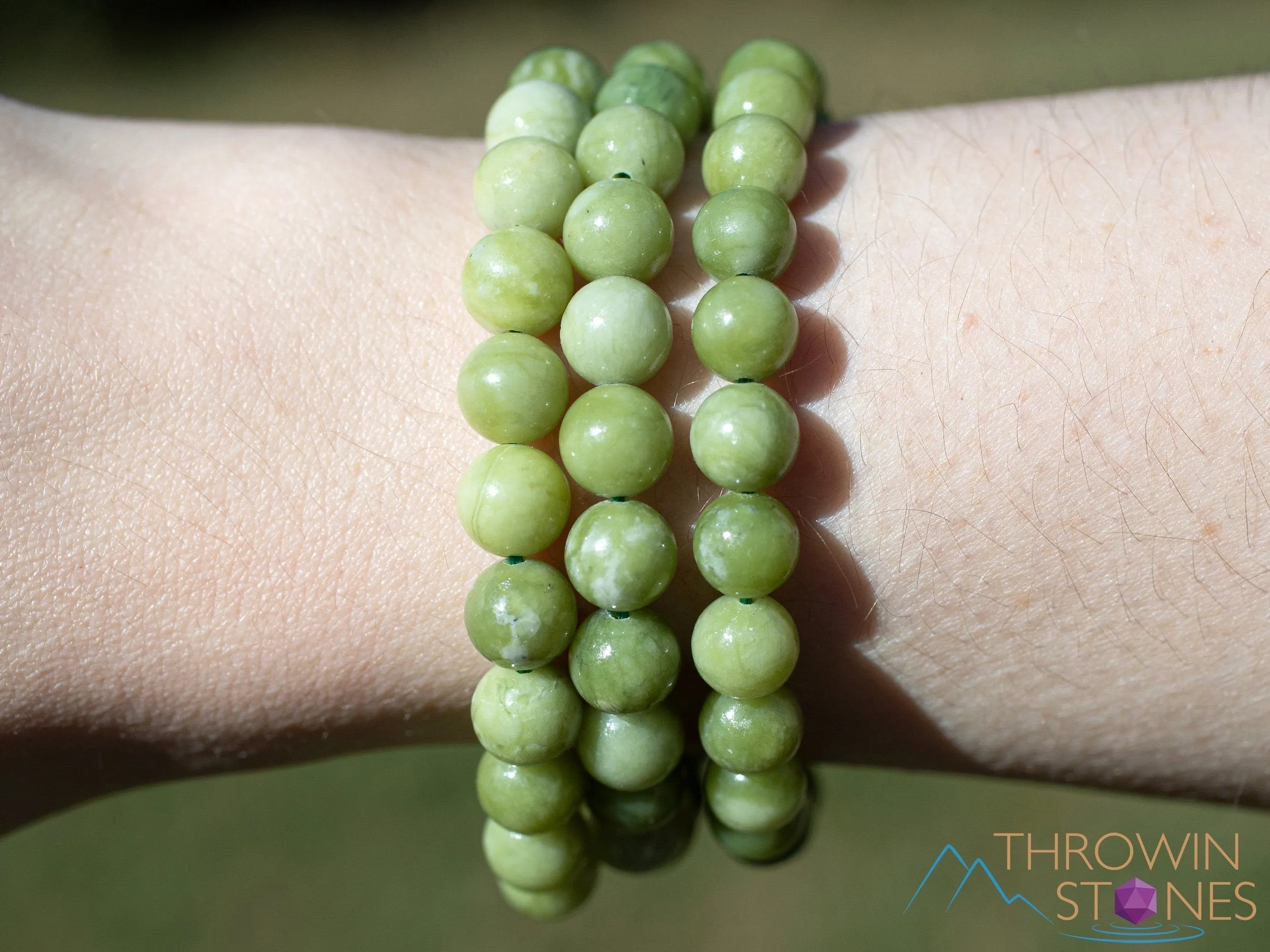 Chinese JADE Crystal Bracelet - Round Beads - Beaded Bracelet, Handmade Jewelry, Healing Crystal Bracelet, E2053
