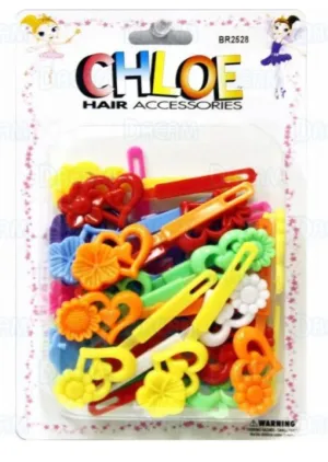 CHLOE BARRETTE #28 DOUBLE HEART WITH FLOWER
