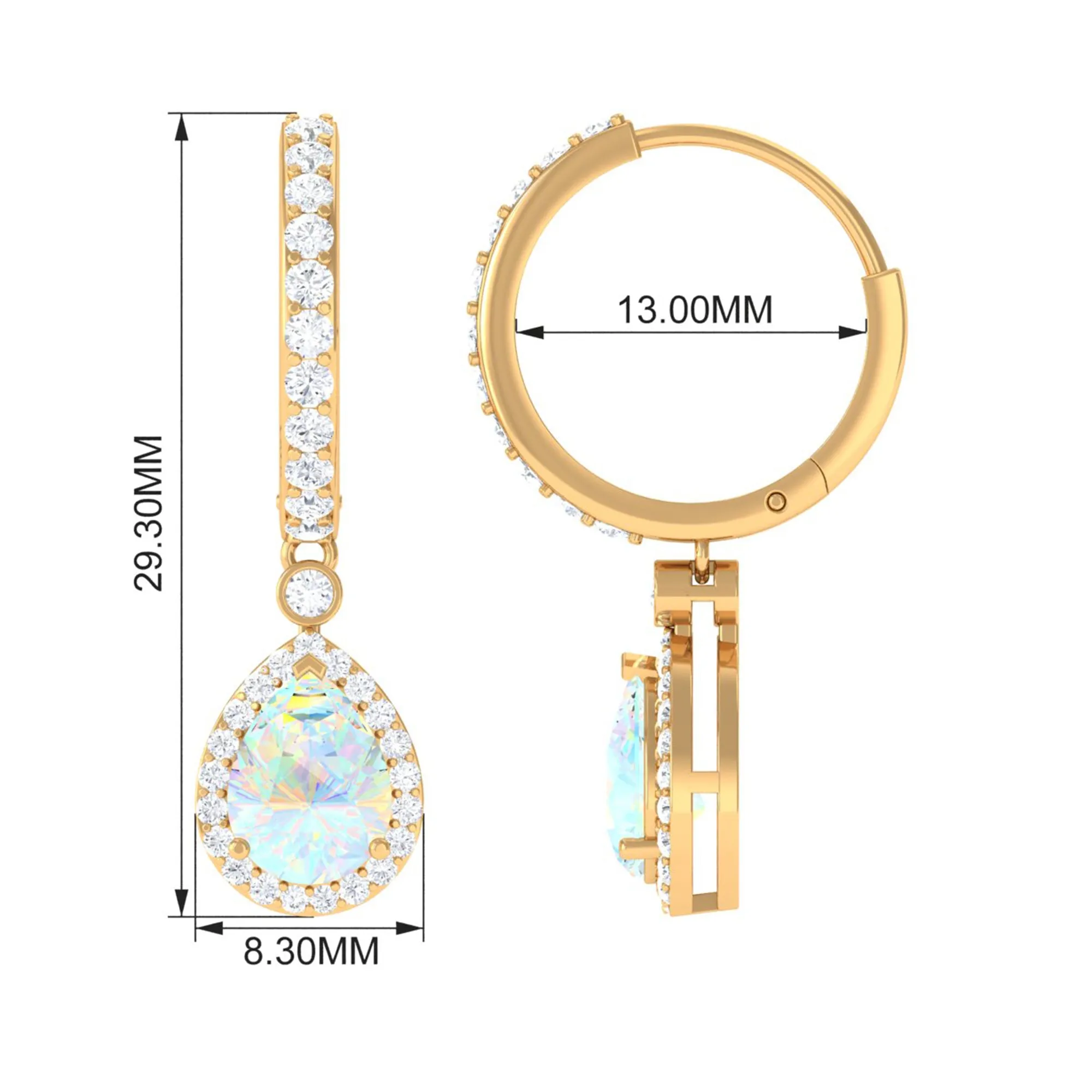 Classic Ethiopian Opal Classic Hoop Drop Earrings with Moissanite Accent