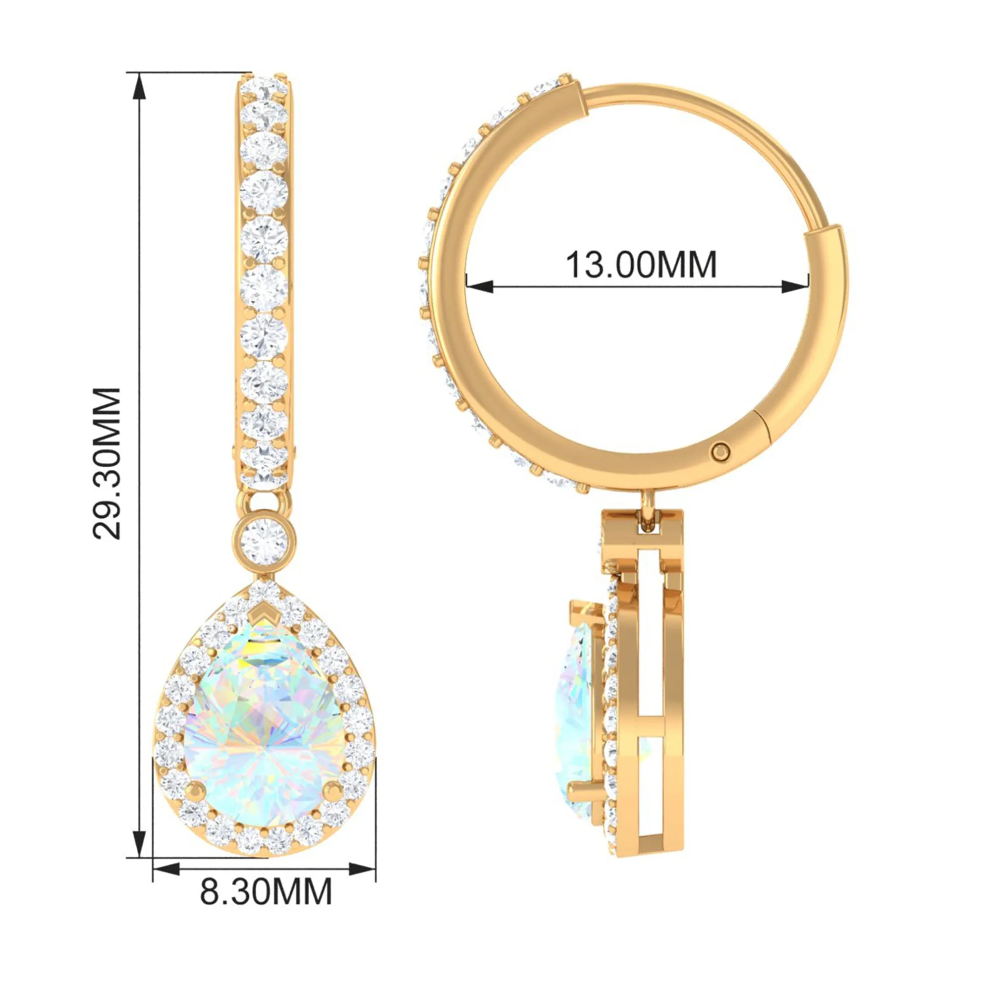 Classic Ethiopian Opal Classic Hoop Drop Earrings with Moissanite Accent