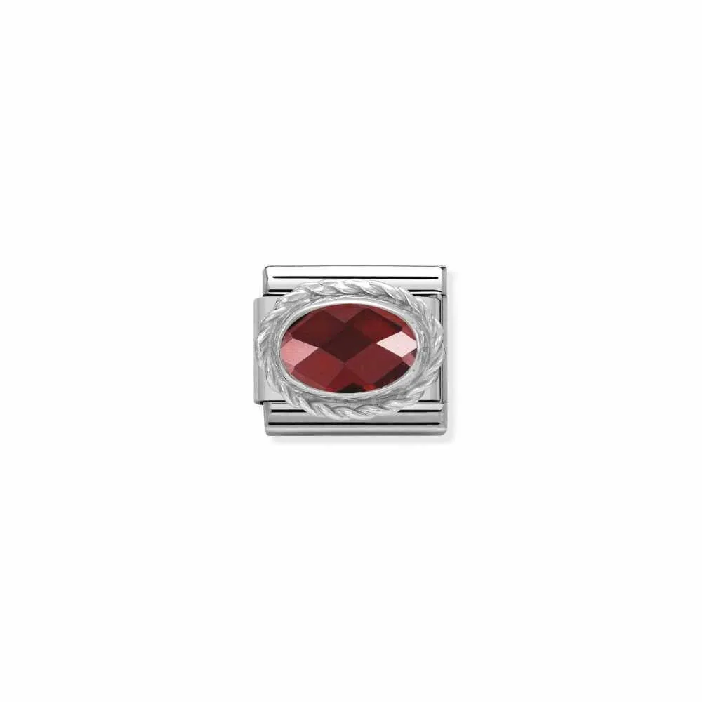 Classic Red CZ Oval Link - Silver - 330604/005