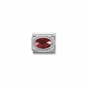 Classic Red CZ Oval Link - Silver - 330604/005