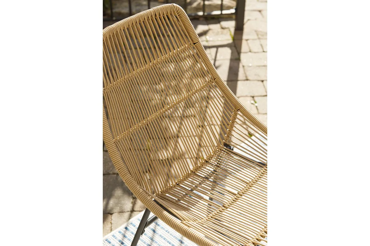 Coral Sand Light Brown/Black Outdoor Chairs with Table Set (Set of 3)