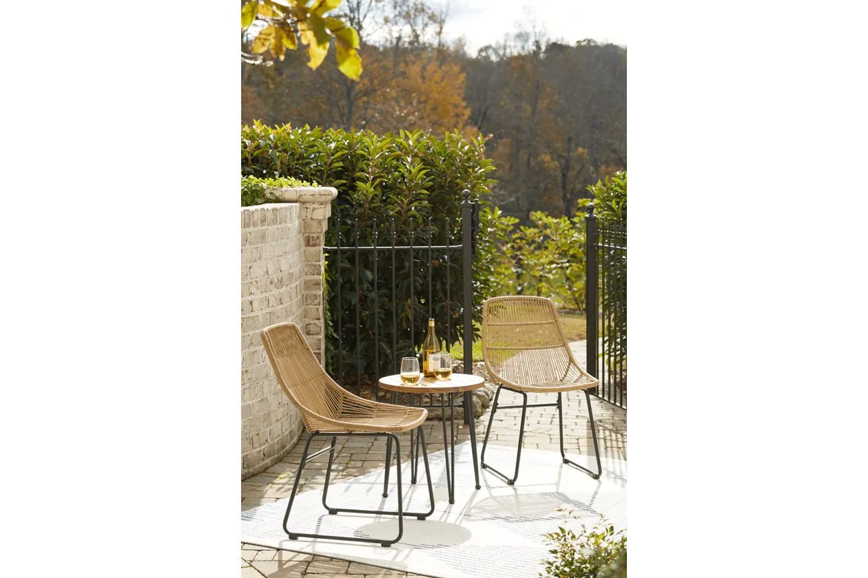 Coral Sand Light Brown/Black Outdoor Chairs with Table Set (Set of 3)