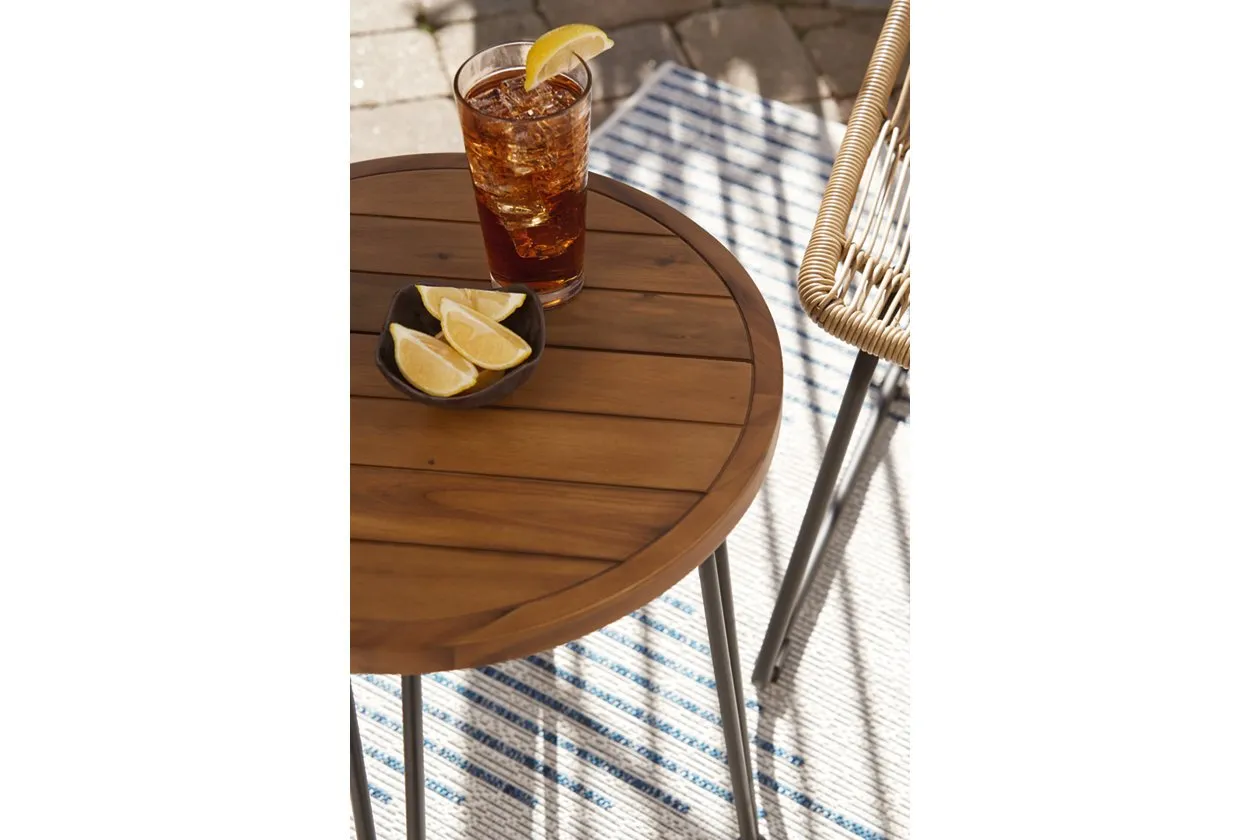Coral Sand Light Brown/Black Outdoor Chairs with Table Set (Set of 3)