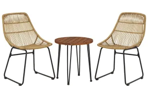 Coral Sand Light Brown/Black Outdoor Chairs with Table Set (Set of 3)