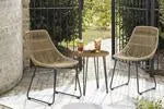 Coral Sand Light Brown/Black Outdoor Chairs with Table Set (Set of 3)