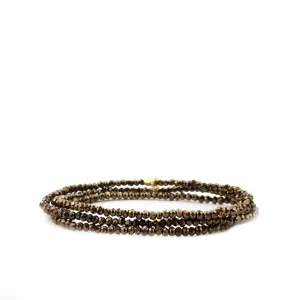 Crystal Beaded Stretch Bracelet - Bronze