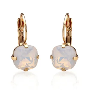 Cushion Cut White Opal Crystal Earrings