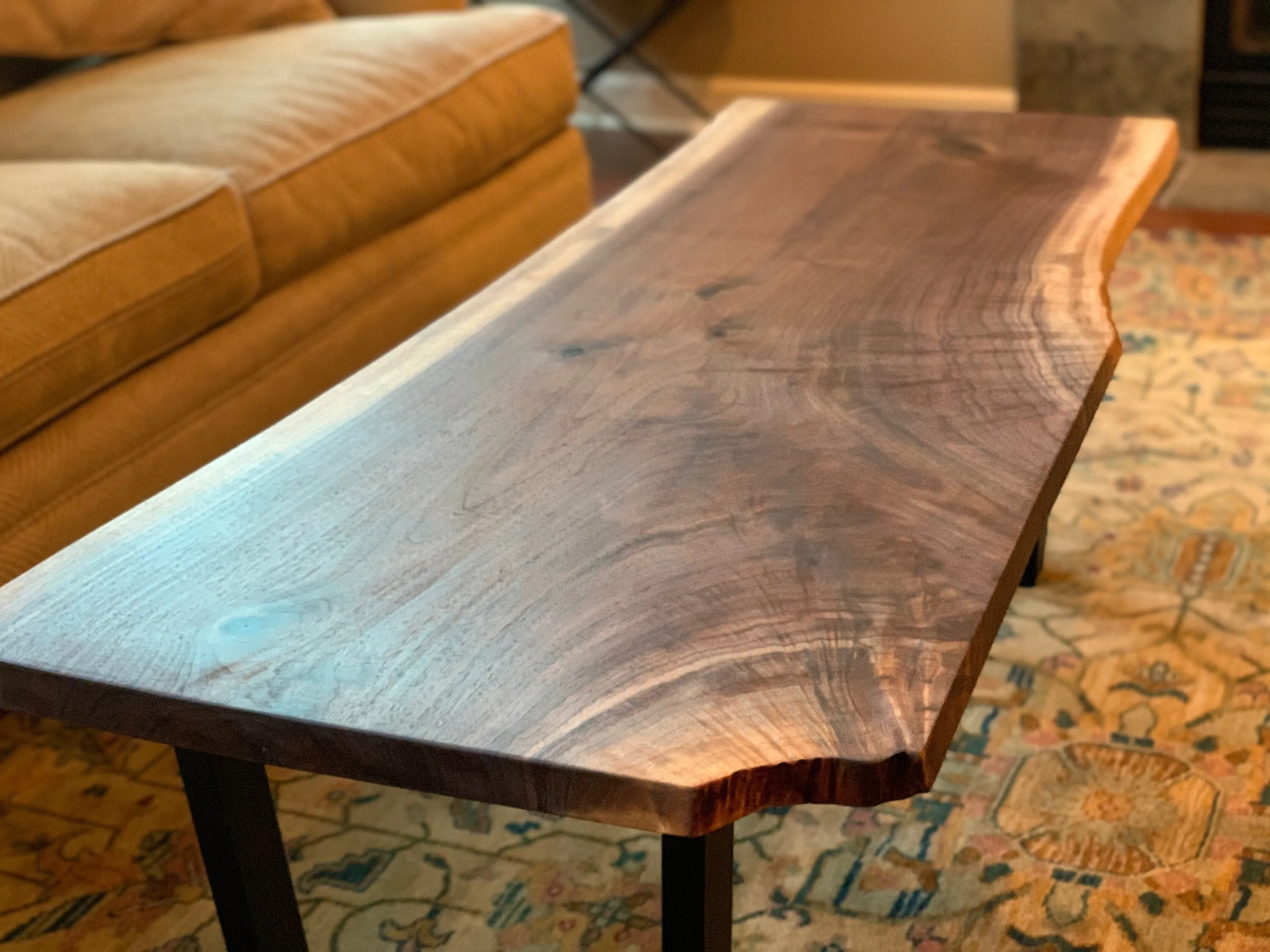 CUSTOM ORDER: Live Edge Black Walnut Coffee Table, Furniture, Vintage, Rustic, Mid Century Modern, Wood - 014