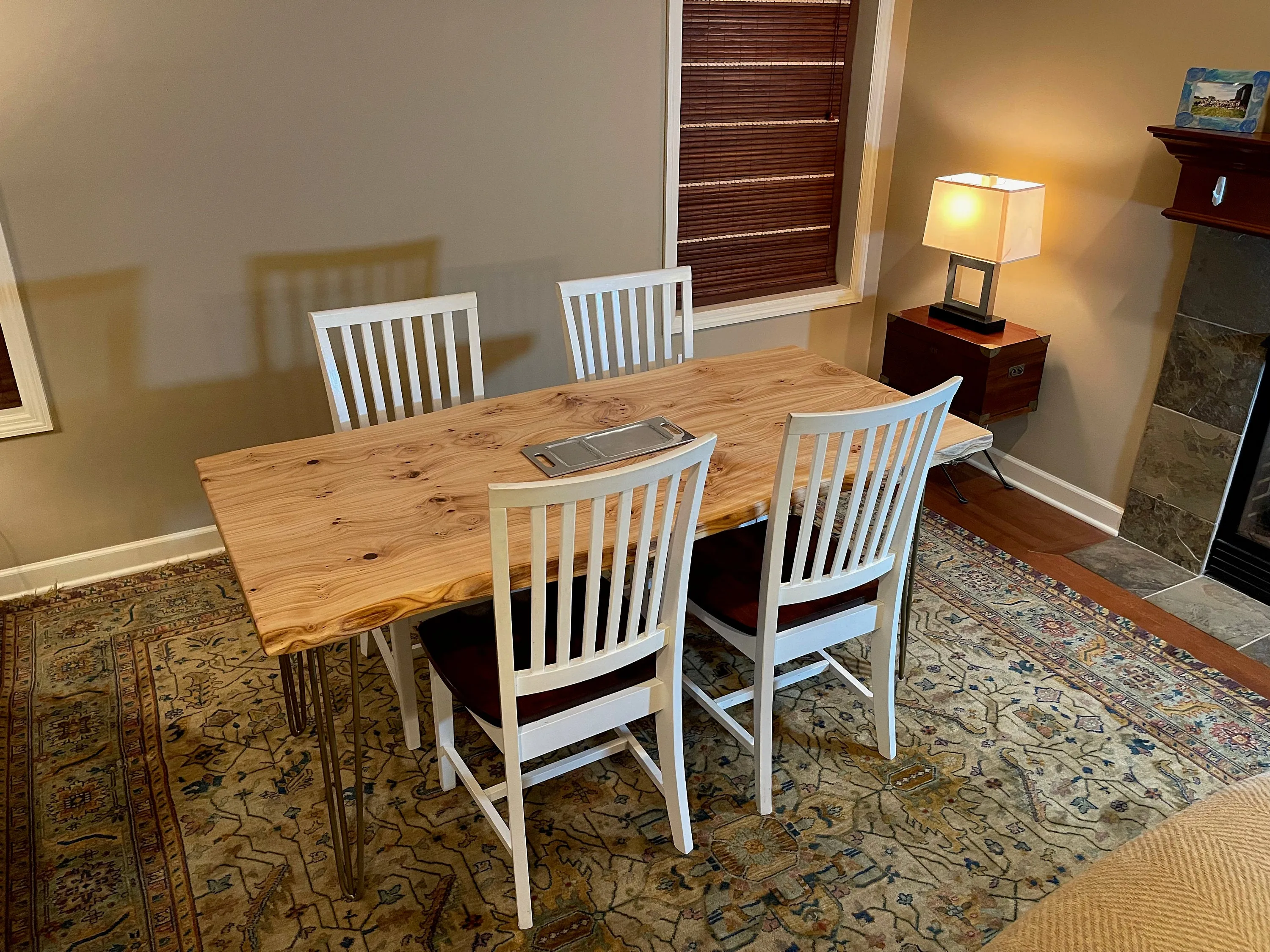 Custom red elm wooden table, live edge dining table, kitchen dining table, dining room furniture, kitchen dining table