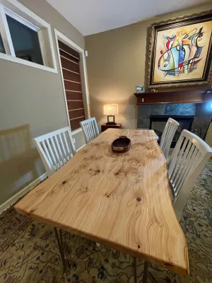 Custom red elm wooden table, live edge dining table, kitchen dining table, dining room furniture, kitchen dining table