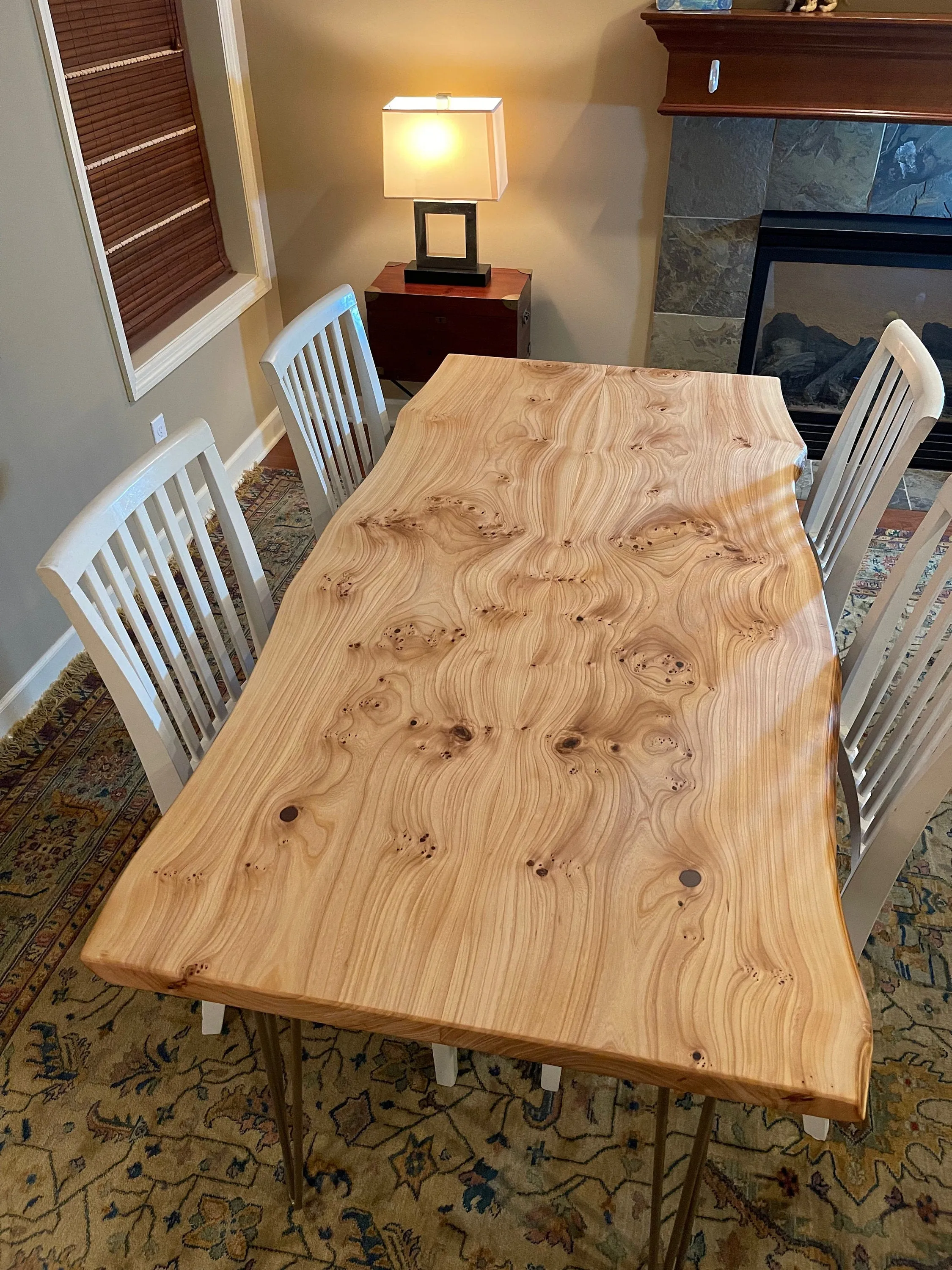 Custom red elm wooden table, live edge dining table, kitchen dining table, dining room furniture, kitchen dining table