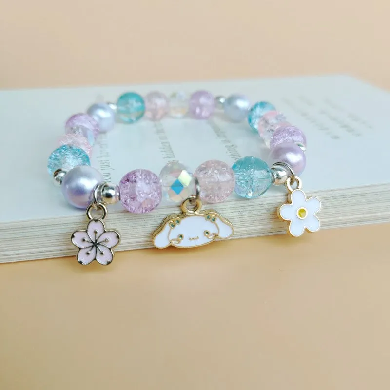 Cute Cartoon My Melody Children's Beaded Crystal Female Couple Student Girlfriends Gift Color Bracelet Accessories