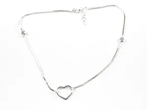 Cute Shiny Metallic Heart Pendant Silver Anklet