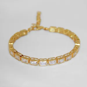 CZ Sterling Silver Gold Plated Bracelet