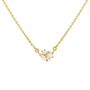 Dew Opal Gold Plate Zirconia Cluster 18" Necklace 9324GSOC