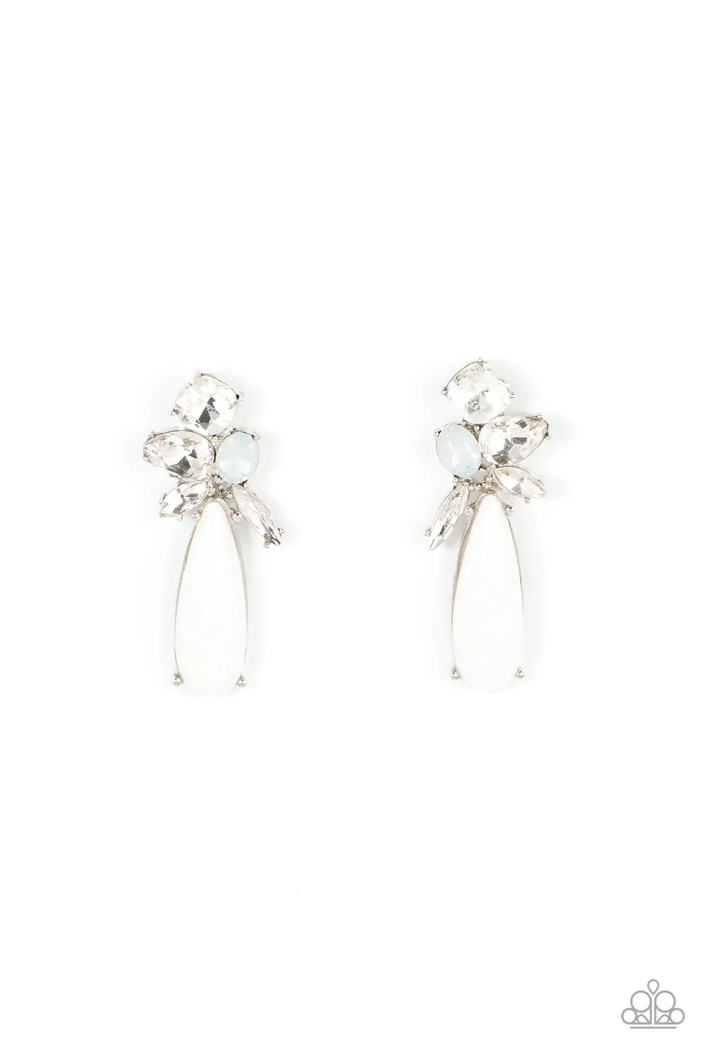 DIY Dazzle - White Post Earrings - Paparazzi Accessories