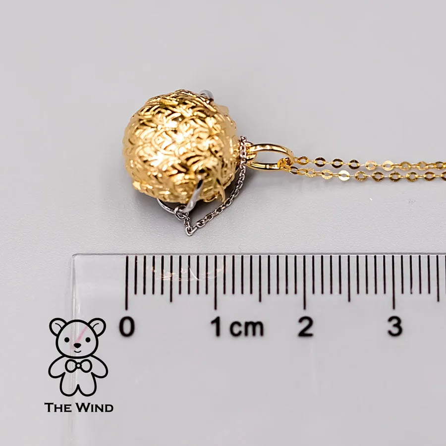 Dr. Owl Emerald Pendant Necklace 18K Yellow Gold with White Gold Glasses