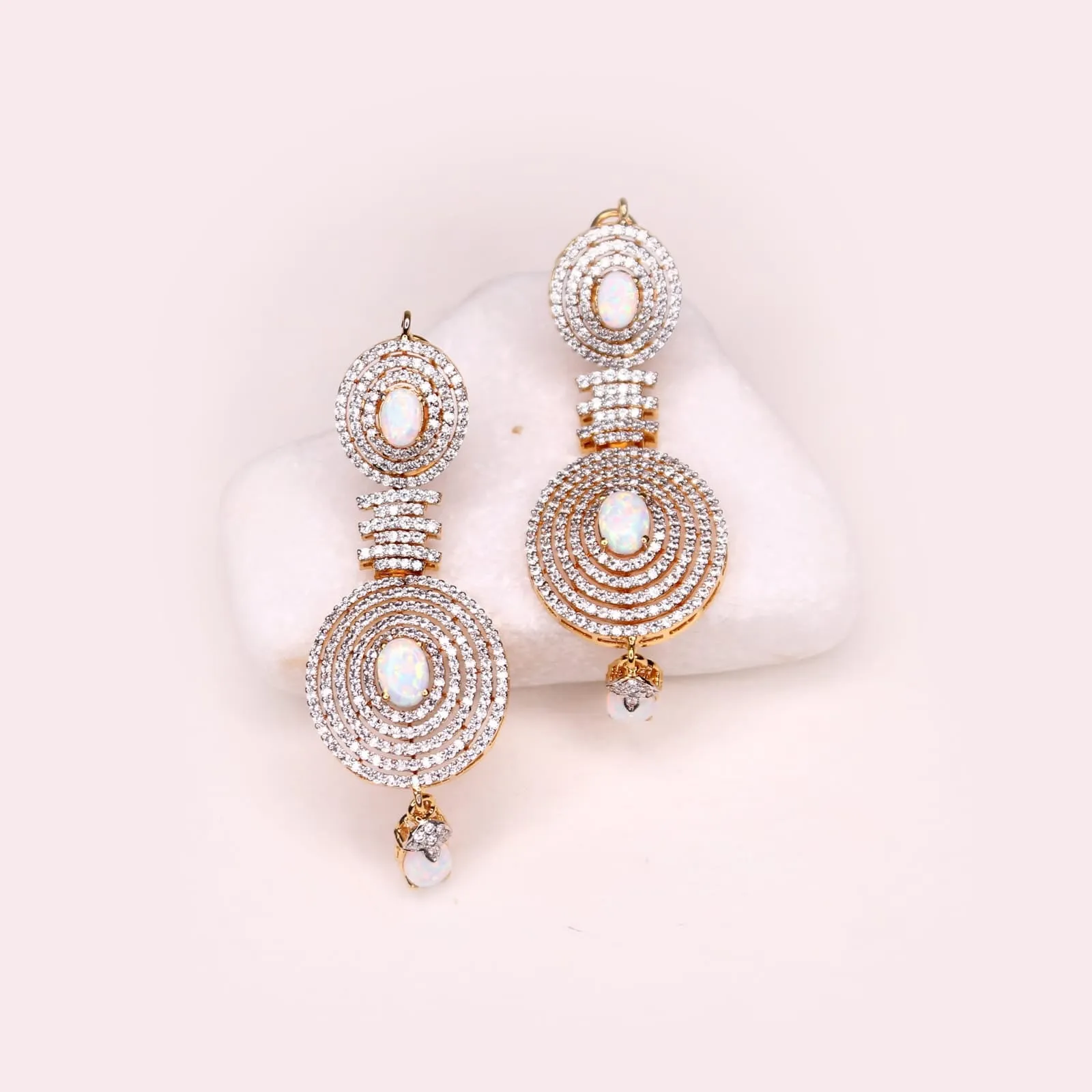 Earrings in Opal and Zircons