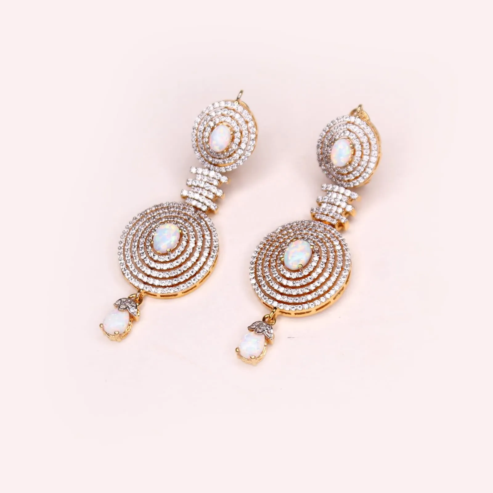 Earrings in Opal and Zircons