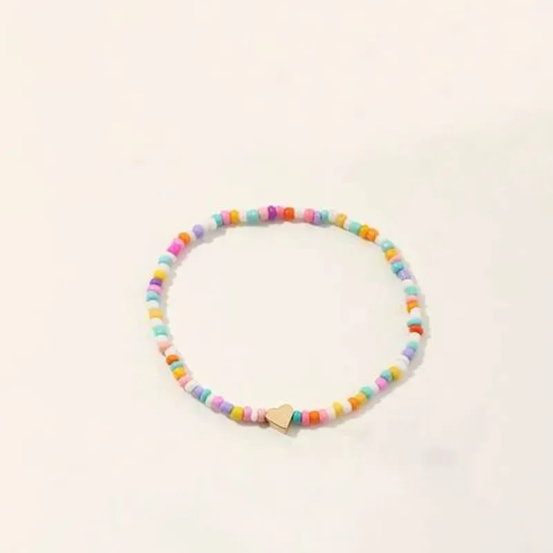 Fashion Personality Simple Rice Bead Heart-shaped Anklet Beach