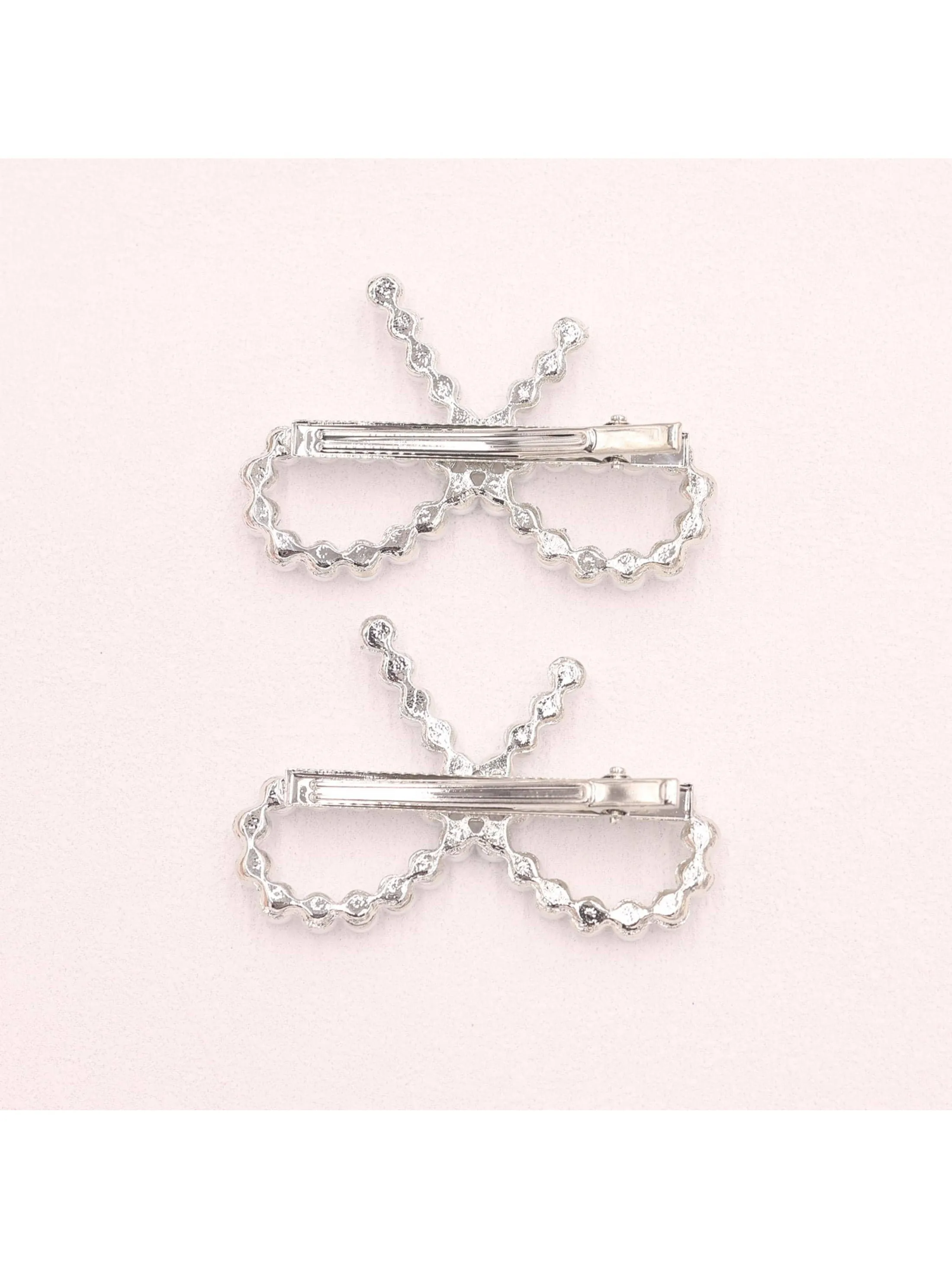 Fashionable Pearl And Bow Detail Side Clip Hairpin 2 Pieces for Women Barrette
