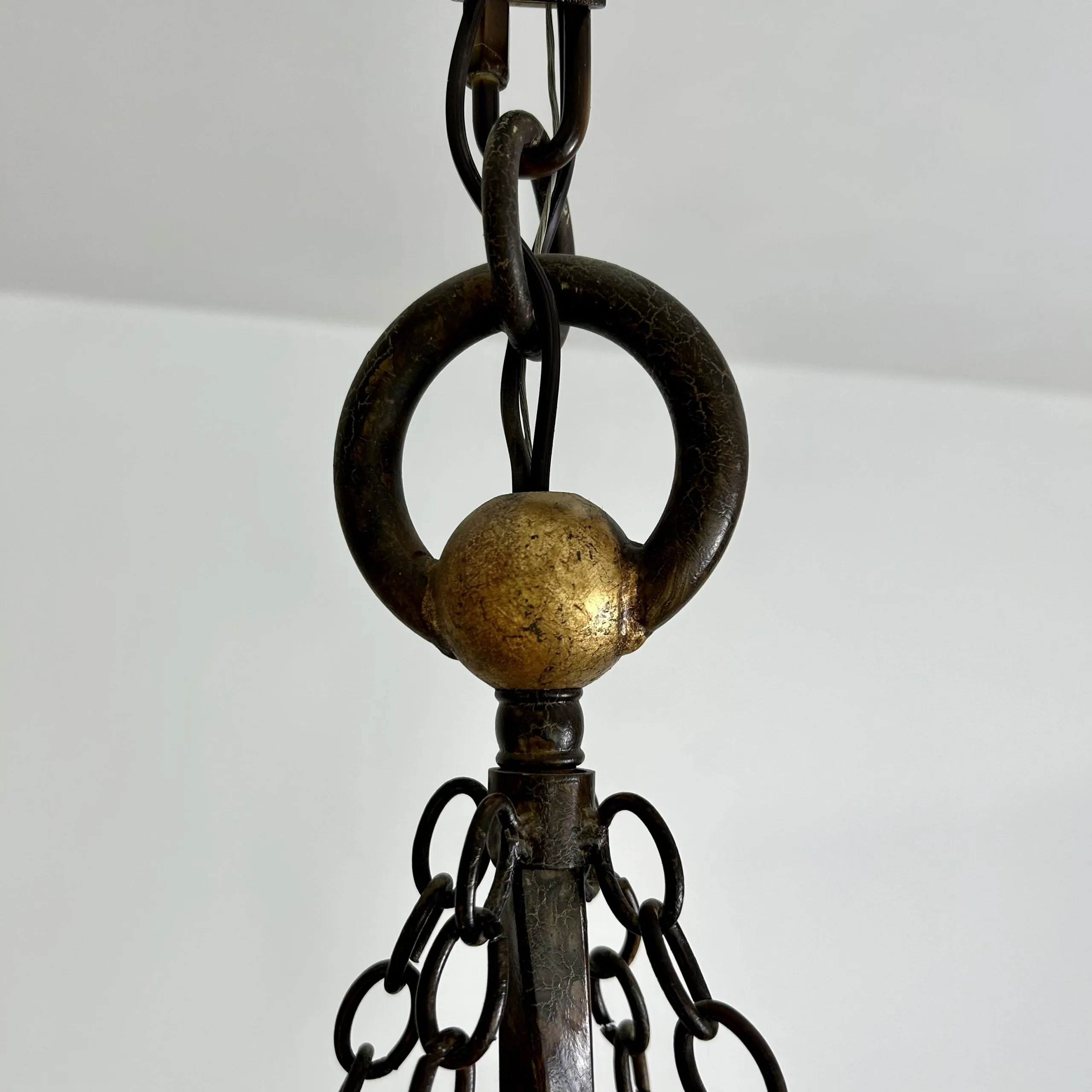 Fine Arts Lamps Pendant Light, Traditional, Mica Glass, Gold, Black Metal