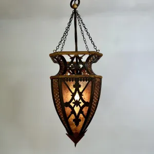 Fine Arts Lamps Pendant Light, Traditional, Mica Glass, Gold, Black Metal
