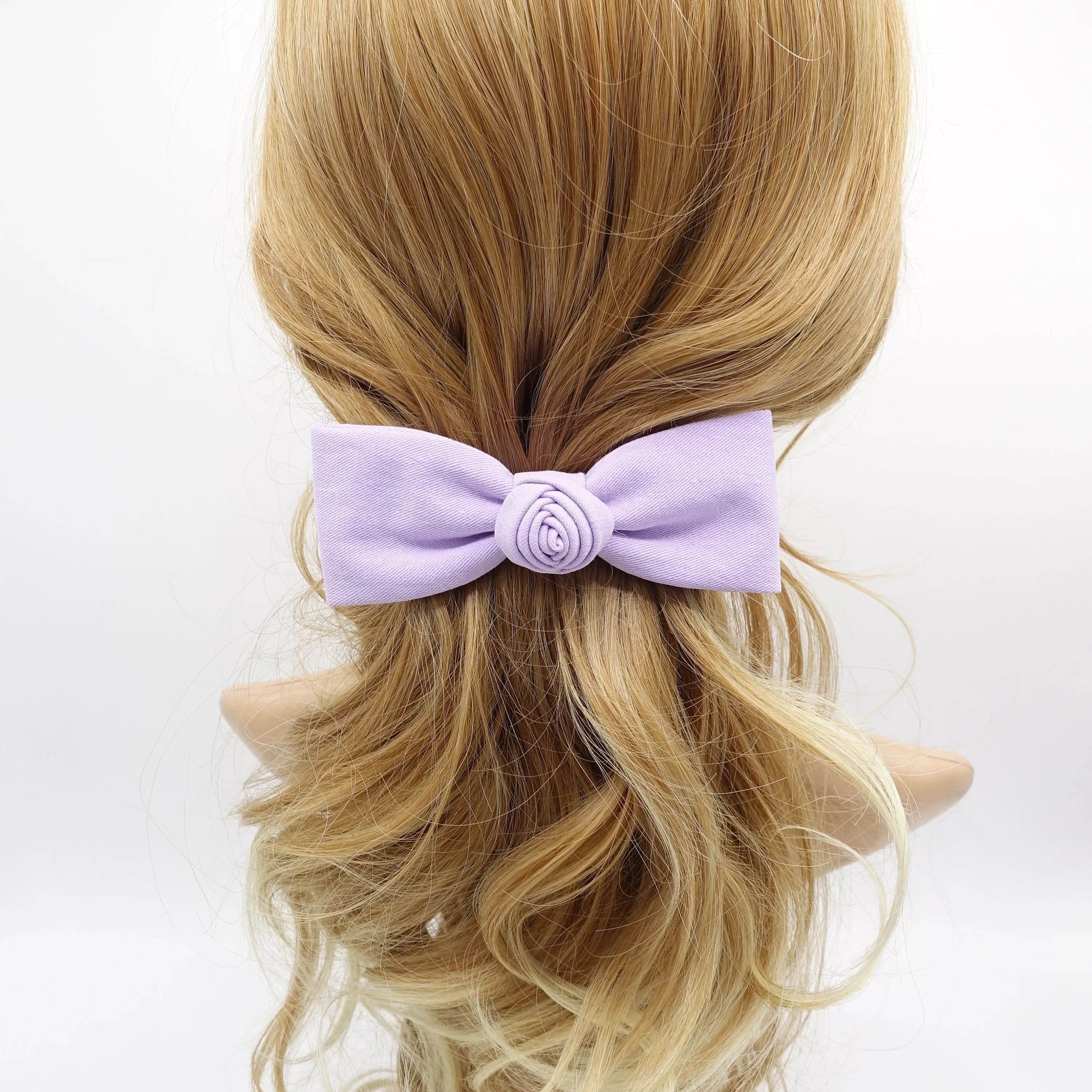 flower end hair bow, pastel hair bow for women
