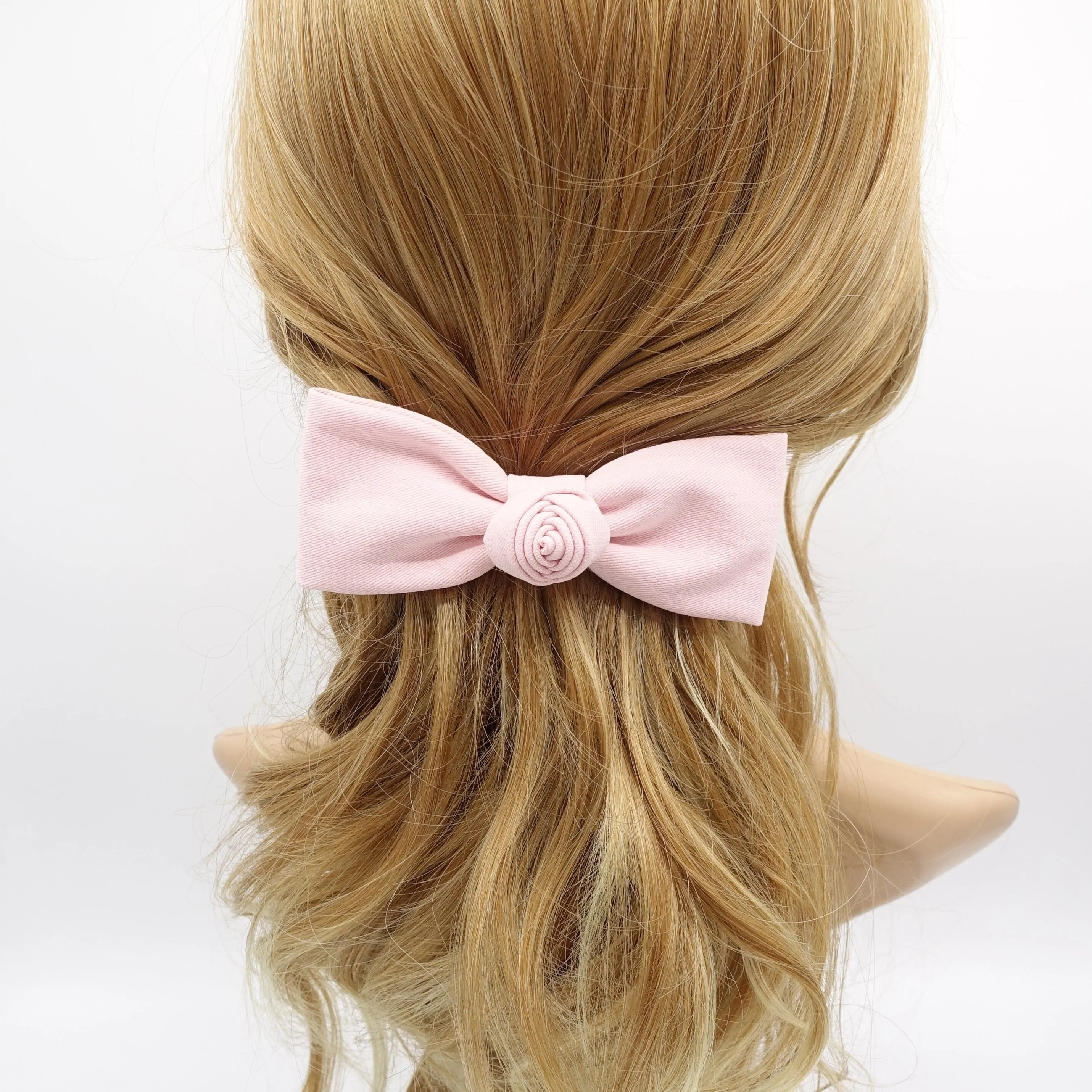 flower end hair bow, pastel hair bow for women
