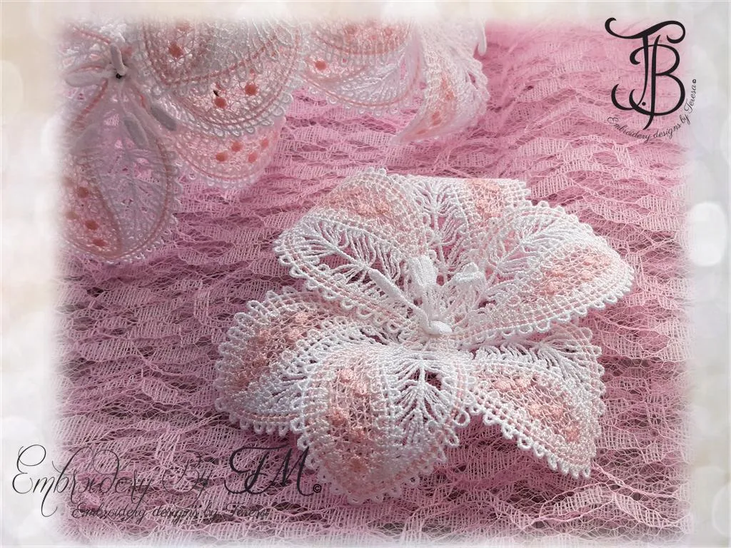 Flowers bobbin lace No.2 / 5x7 hoop