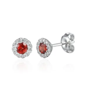 Garnet & Diamond Stud Earrings - White Gold - NTE409GARD-9WG