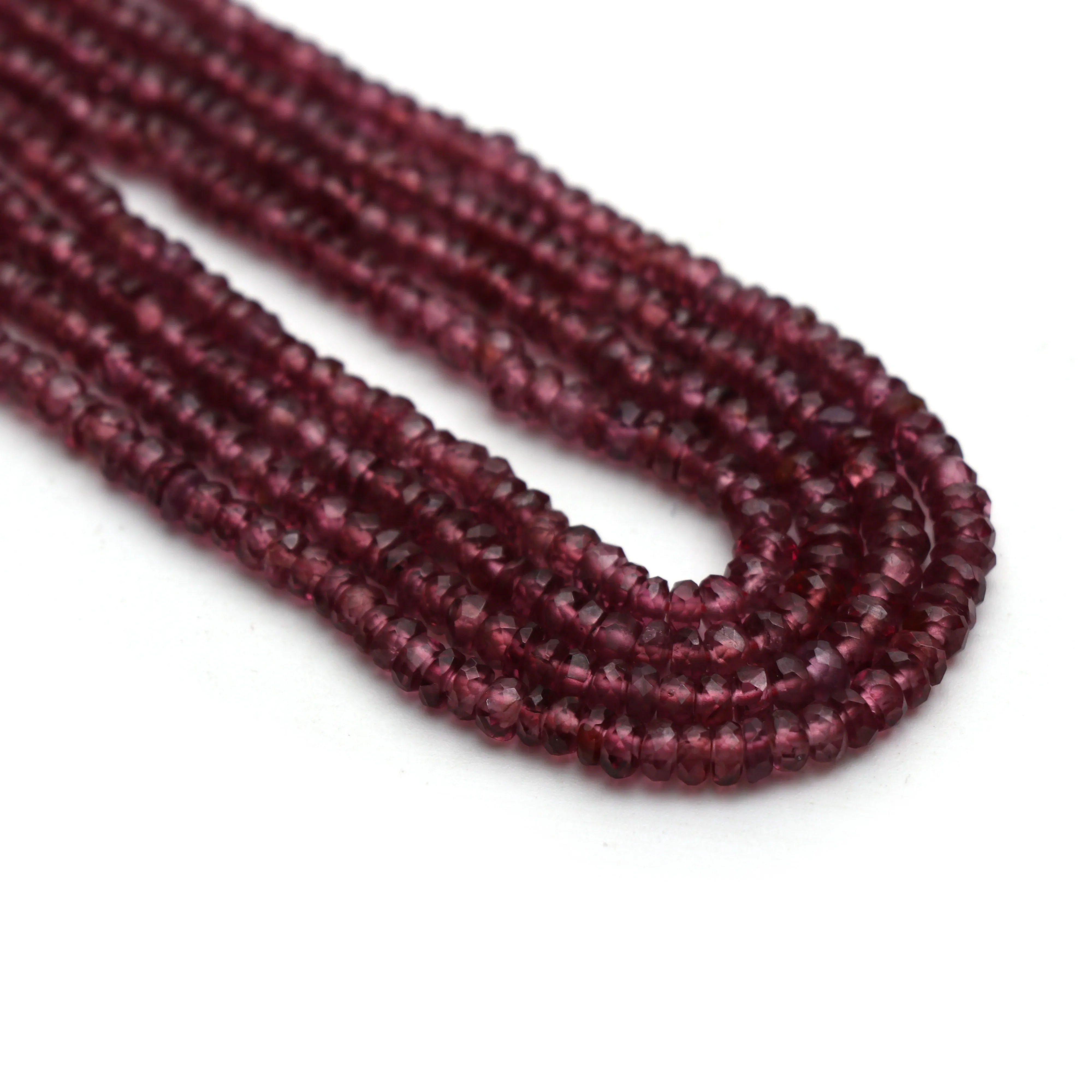 Garnet Faceted Rondelle Beads, 2.5 mm to 3.5 mm, Garnet Jewelry Making Beads, 18 Inches Full Strand, Price Per Strand