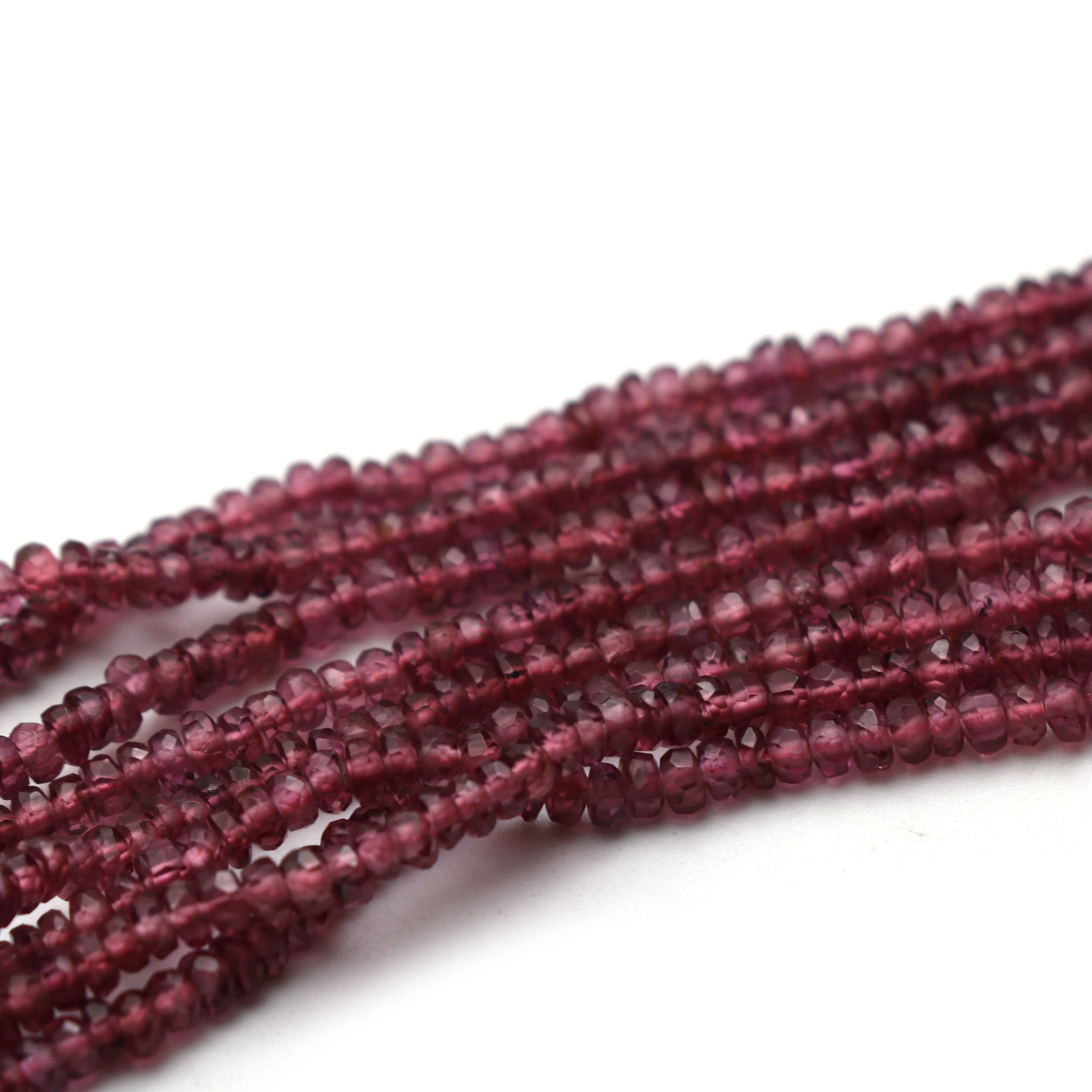 Garnet Faceted Rondelle Beads, 2.5 mm to 3.5 mm, Garnet Jewelry Making Beads, 18 Inches Full Strand, Price Per Strand