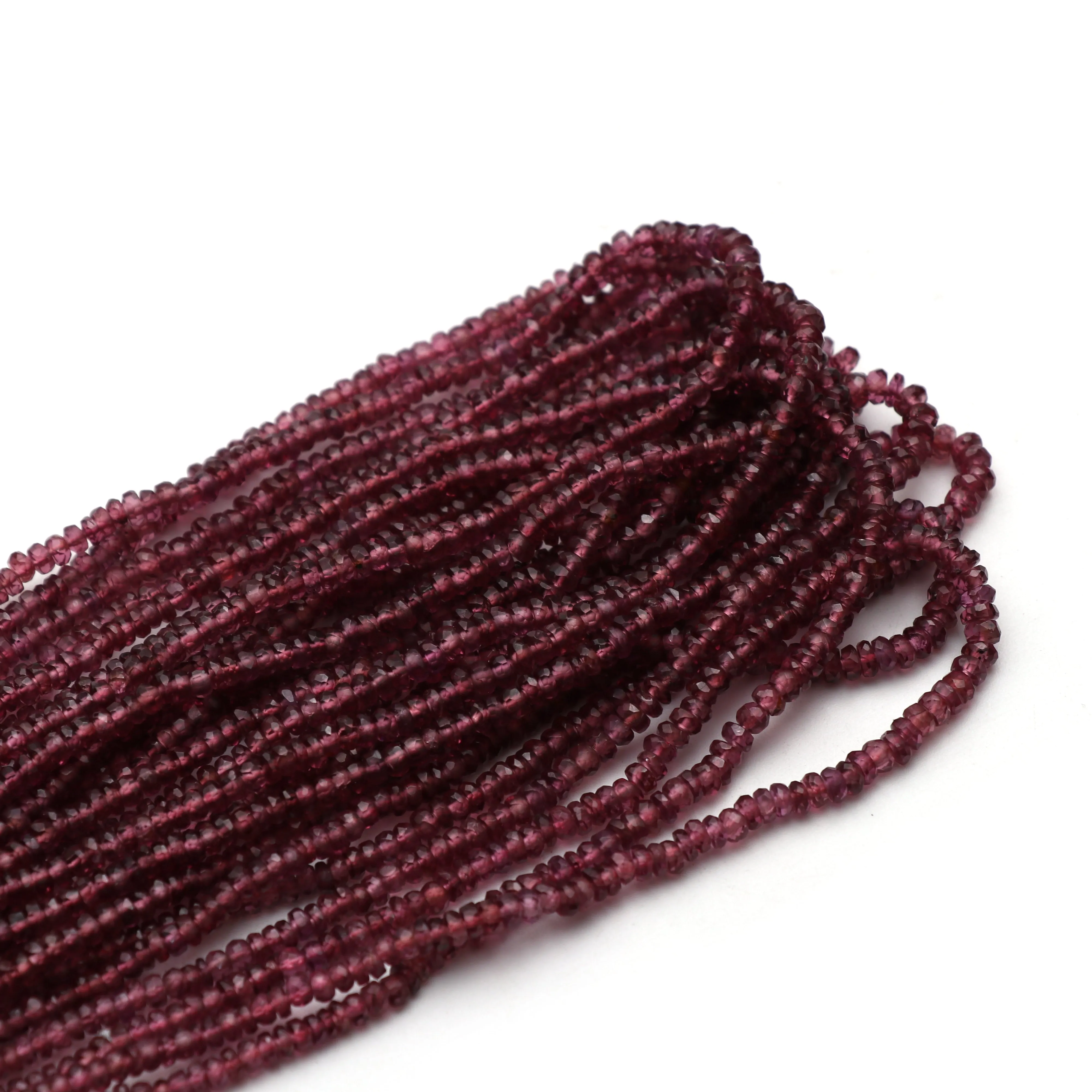 Garnet Faceted Rondelle Beads, 2.5 mm to 3.5 mm, Garnet Jewelry Making Beads, 18 Inches Full Strand, Price Per Strand