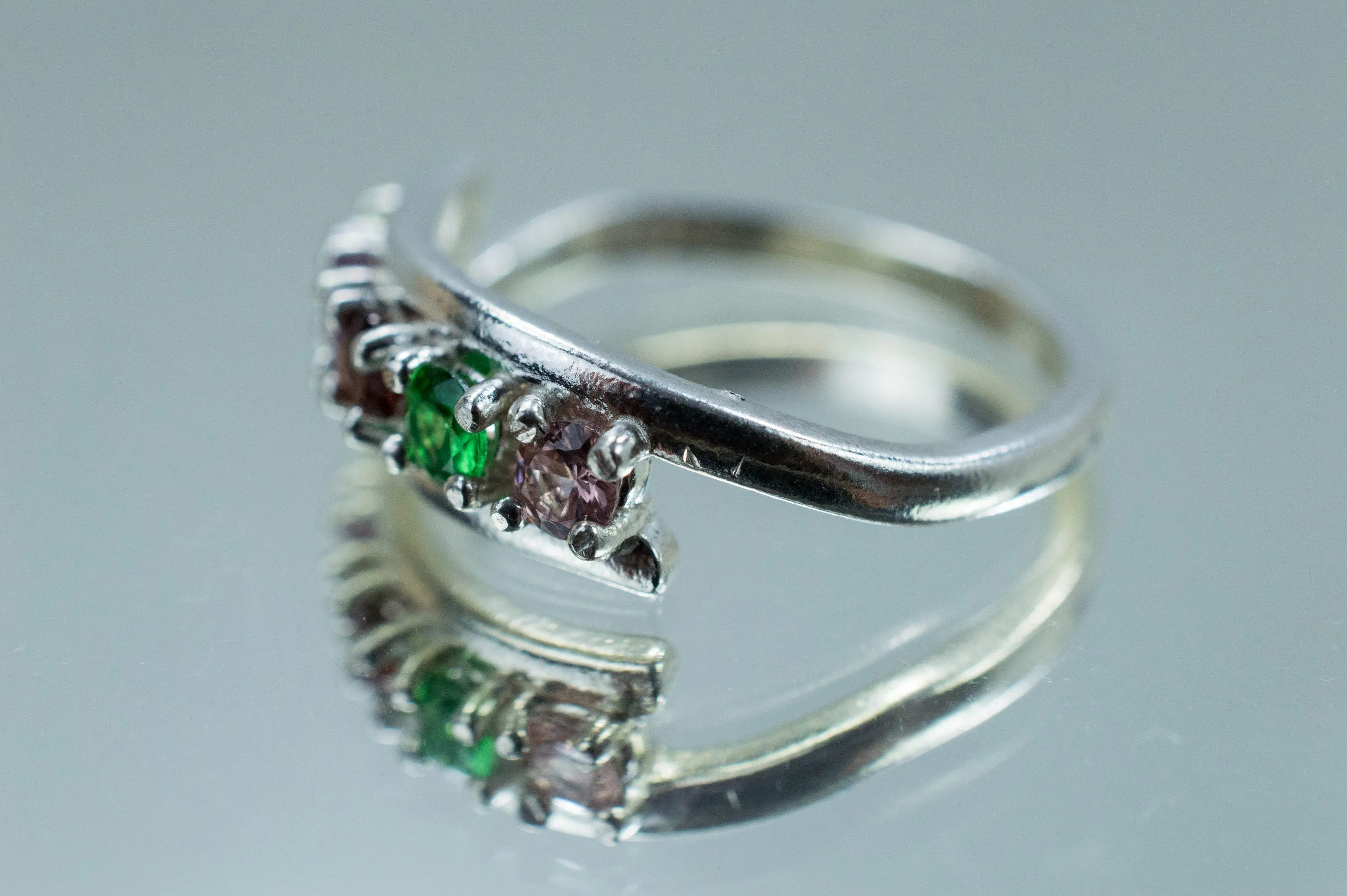 Garnet Ring; Natural Untreated Multicolor Garnets
