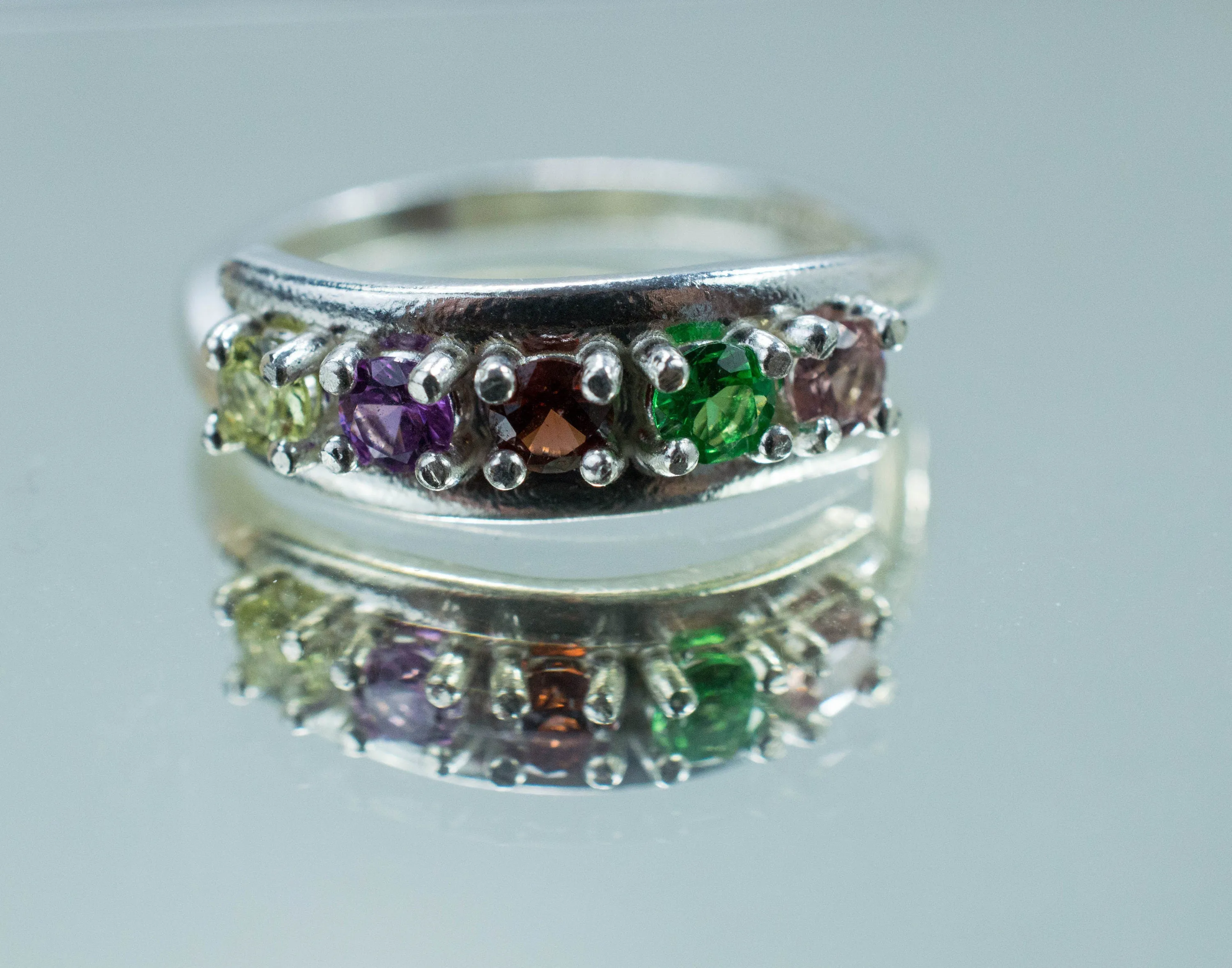 Garnet Ring; Natural Untreated Multicolor Garnets