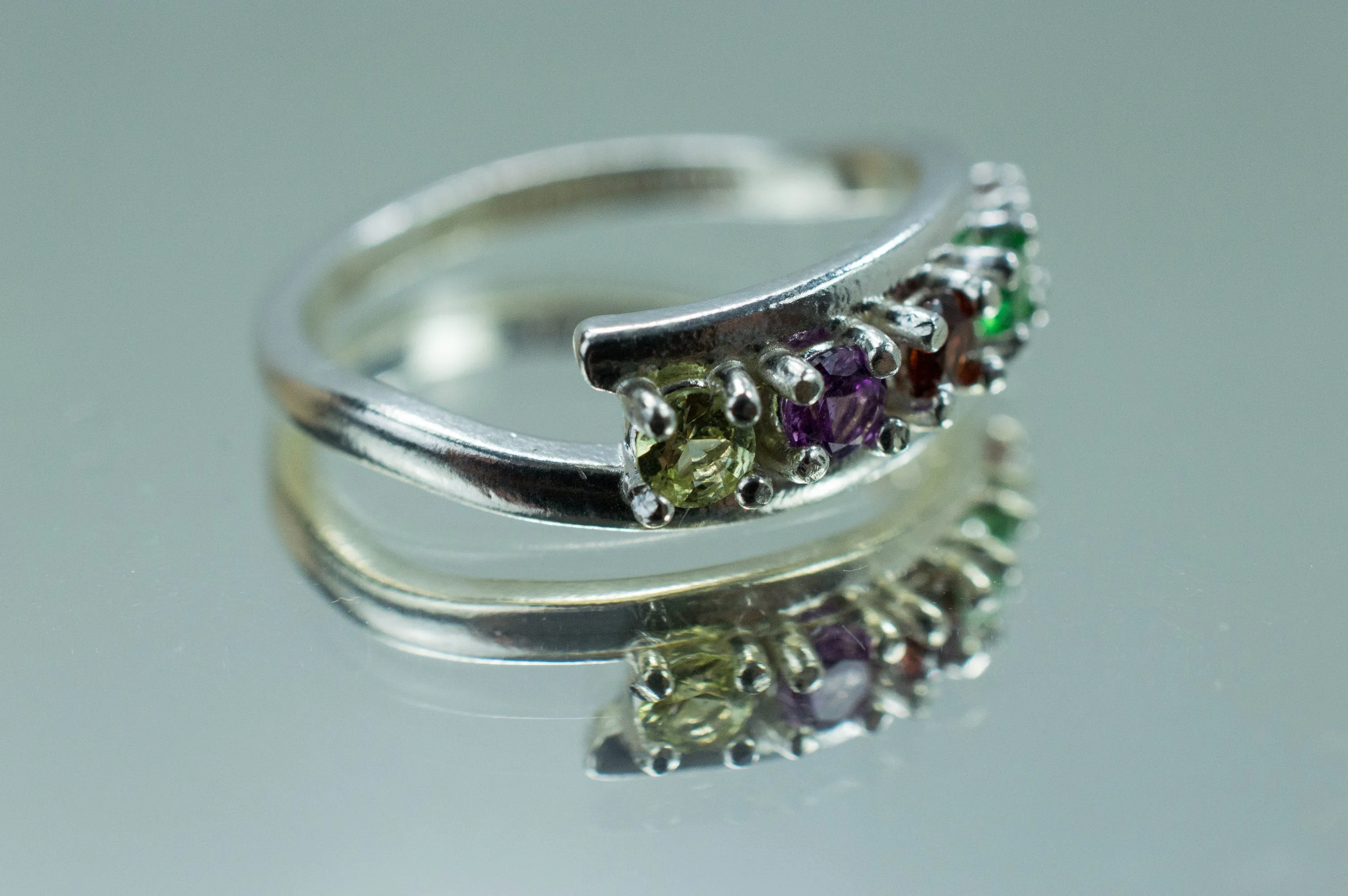 Garnet Ring; Natural Untreated Multicolor Garnets